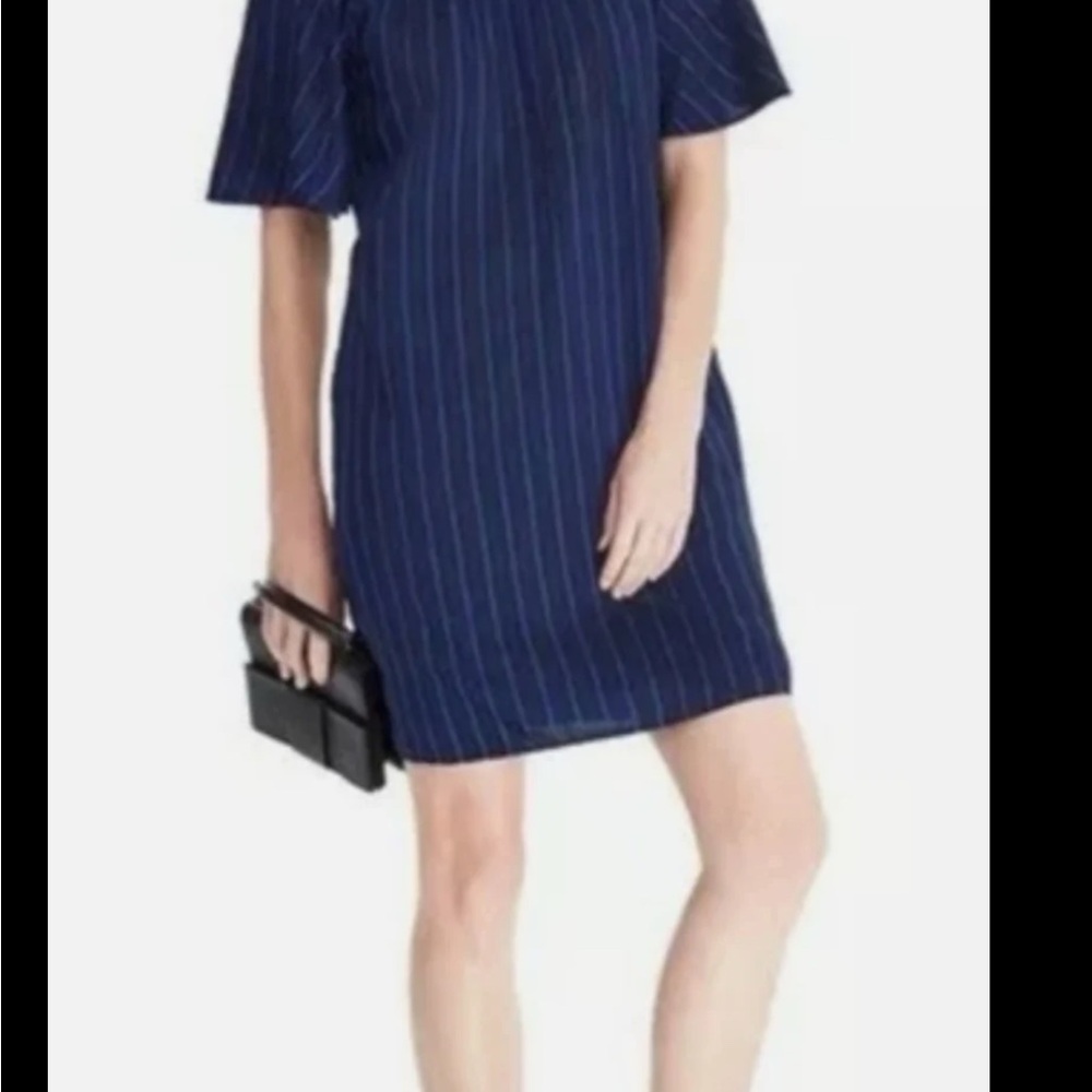 Banana Republic Blue and White Dolman Sleeve Sheath Dress